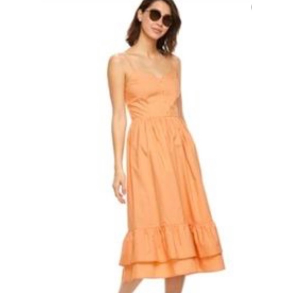 K/lab orange spaghetti strap cotton sundress with ruffle hem XL